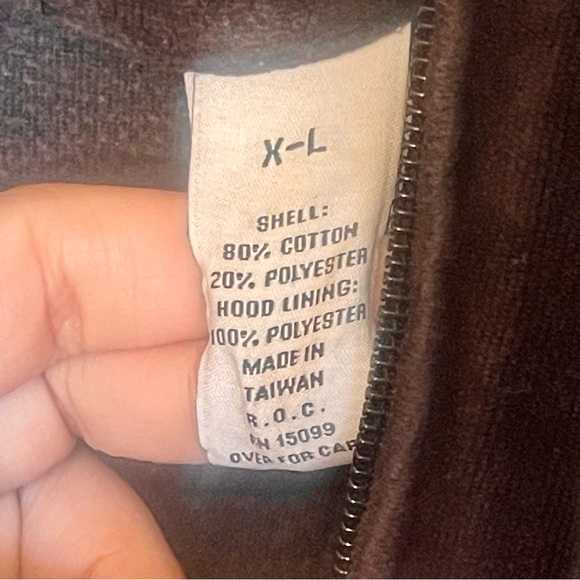 Covington brown Velour Full zip down sweater casual y2k button collar XL - Picture 6 of 11